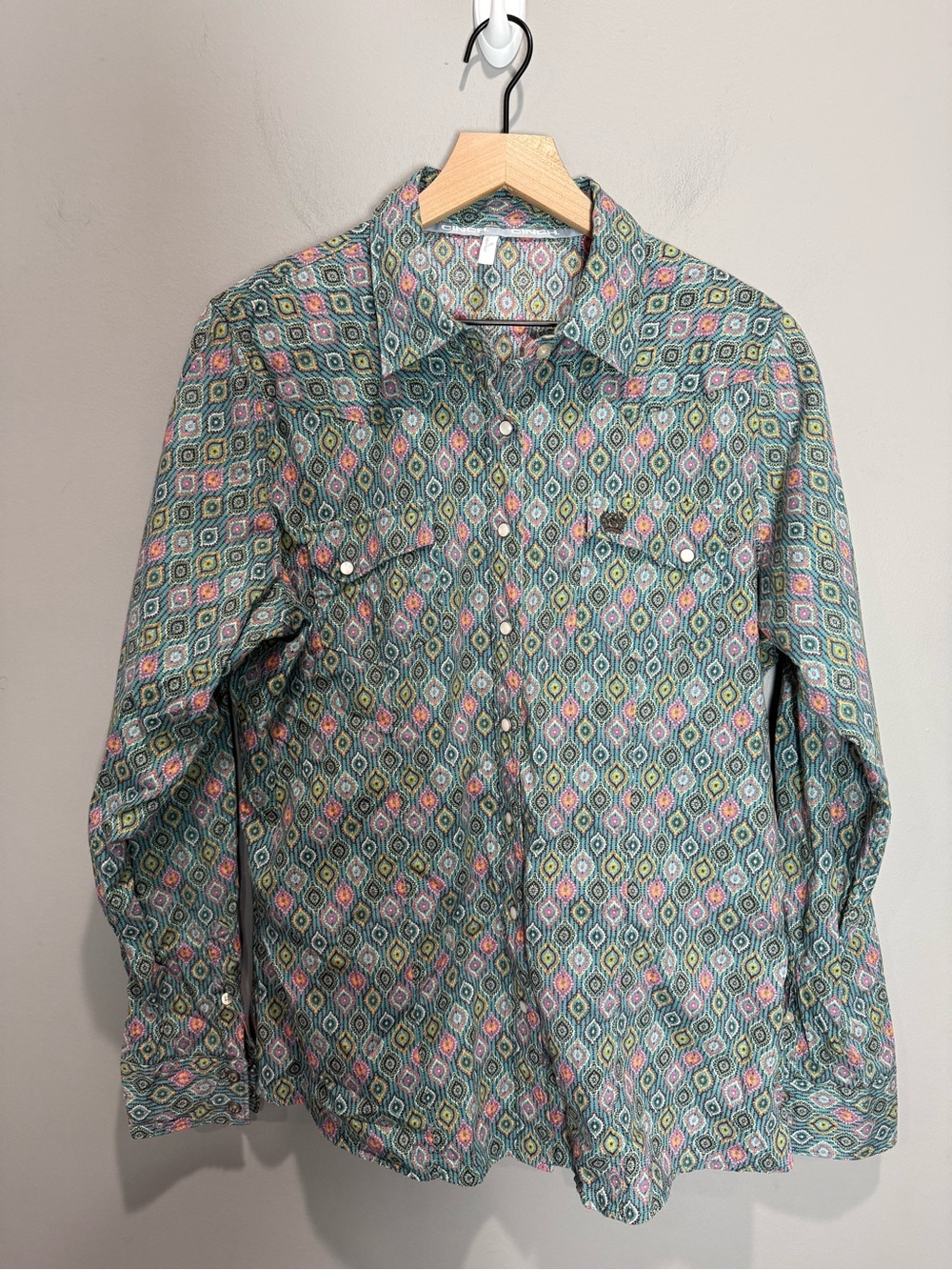 Cinch Men’s Western Pearl Snap Shirt Geometric Print Long Sleeve